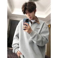 批发美式刺绣假两件<b class='q'>卫衣</b><b class='q'>男</b>2026新款春季宽松潮牌<b class='q'>男</b>生衬衫领POLO衫上衣