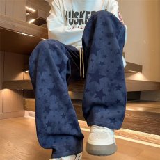 批发2026冬季五角星印花加绒加厚休闲长裤男青少年宽松直筒运动裤卫裤