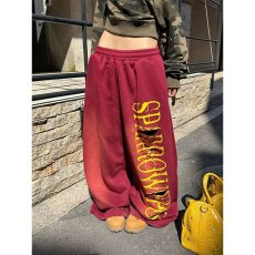 批发ins美式破洞字母印花抽绳阔腿裤男女宽松休闲百搭直筒长裤新款