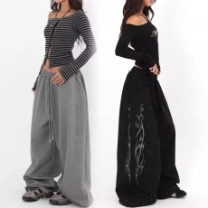 批发美式烫钻爆闪辣妹街头跳舞卫裤女春秋潮流<b class='q'>设计</b>感jazz爵士舞阔腿裤