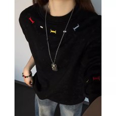 批发美式高街撞色刺绣圆领<b class='q'>卫衣</b><b class='q'>男</b>秋冬加绒长袖t恤重磅情侣内搭打底衫