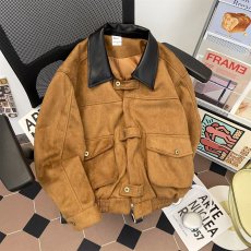 批发美式复古巴恩风麂皮翻领<b class='q'>夹克</b>男潮牌秋冬宽松加厚<b class='q'>休闲</b>外套