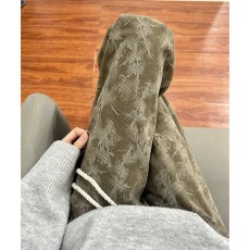批发印花设计感卫裤秋<b class='q'>冬</b>季美式高街扎染裤子宽松直筒灯芯绒休闲长裤