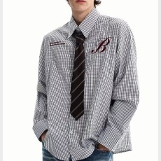 批发2026春季新款日系潮牌刺绣徽章长袖<b class='q'>衬衫</b>男休闲宽松中性风工装<b class='q'>衬衣</b>