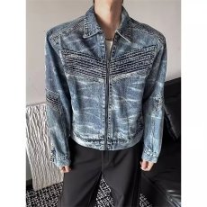 批发短款解构外套男潮高级感痞帅春秋季美式复古<b class='q'>设计</b>感夹克重工牛仔衣