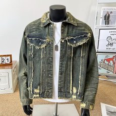 批发韩版小众<b class='q'>设计</b>毛边垫肩长袖牛仔外套男女款2025春秋季翻领夹克潮