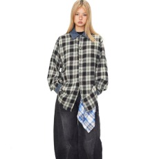 批发潮牌格子衬衫男女新款春秋季美式复古宽松格纹<b class='q'>长袖</b>衬衣<b class='q'>情侣</b><b class='q'>外套</b>