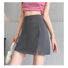 批发黑色半身裙<b class='q'>女</b>春秋新款高腰显瘦a字裙包臀开叉裙裤西装裙a字短裙