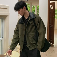 批发美式复古巴恩风麂皮翻领夹克男潮牌<b class='q'>秋</b>冬宽松加厚休闲外套