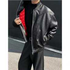 批发小众高级感pu皮棉衣<b class='q'>男</b>2026新款夹棉机车外套<b class='q'>男</b>生潮流棒球棉服