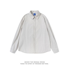 批发日系简约长袖衬衫男士春<b class='q'>秋</b>新款宽松大码帅气衬衣休闲潮牌外套