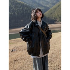 批发复古工装pu皮衣外套男女款潮流新款机车夹克<b class='q'>秋</b>季美式街头立领