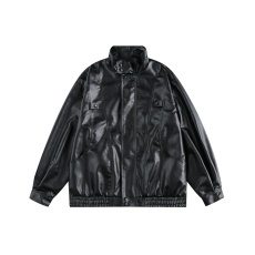 批发美式复古潮牌黑色皮衣外套女<b class='q'>秋</b>季高级帅气机车pu皮翻领夹克