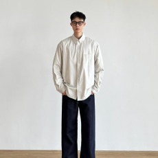 批发日系复古文艺风条纹长袖<b class='q'>衬衫</b>男春季潮流新款轻奢透气翻领<b class='q'>衬衣</b>