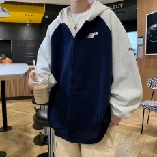 批发2026<b class='q'>秋</b>季美式复古插肩基础款开衫连帽宽松卫衣男国潮牌外套