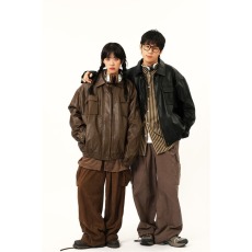 批发美式潮牌复古pu皮夹克<b class='q'>男</b>春秋季百搭情侣<b class='q'>皮衣</b>2026新款翻领休闲外套