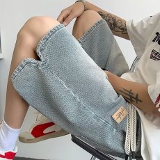 批发夏季新款<b class='q'>男士</b>宽松直筒五分牛仔短裤vibe潮流百搭休闲薄款沙滩中裤