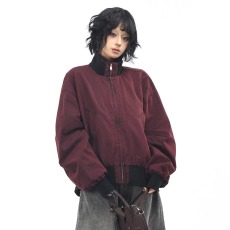 批发原创美式复古做旧水洗棒球服外套男女秋季宽松休闲立领工装<b class='q'>夹克</b>