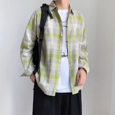 批发2026春秋季覆古<b class='q'>格子</b>衬衫男bf港风日系高级感韩版潮流长袖衬衫<b class='q'>外套</b>