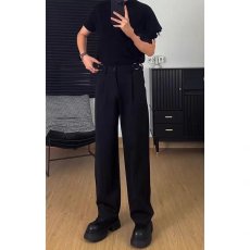 批发美式cleanfit微喇叭<b class='q'>西装</b>裤<b class='q'>男</b>高腰深档弯刀裤子高级感垂感黑色西裤