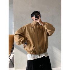 批发日系复古做旧水洗基础款立领工装<b class='q'>夹克</b>男春秋百搭教练外套