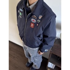 批发春秋美式复古刺绣飞行员夹克<b class='q'>男</b>宽松翻领潮牌休闲薄款外套派克服潮