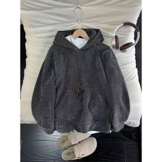 批发美式复古黑色连帽v领针织卫衣<b class='q'>男</b>秋冬cleanfit慵懒风潮牌<b class='q'>毛衣</b>外套