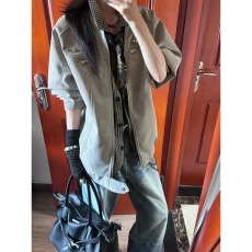 批发美式雾面扎染<b class='q'>皮衣</b>外套<b class='q'>男</b>秋季高级感痞帅机车飞行员夹克立领棒球服