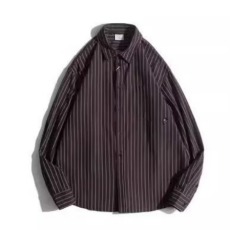 批发2025条纹长袖<b class='q'>衬衫</b>日系学生百搭休闲潮流情侣薄款<b class='q'>衬衣</b>男女