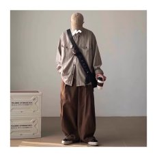 批发春秋日系风格穿搭复古条工装条纹<b class='q'>衬衫</b><b class='q'>男款</b>长袖宽松百搭休闲<b class='q'>衬衣</b>潮