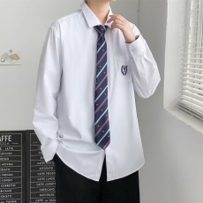 批发日系学院风白衬衫男长袖潮牌痞帅潮流宽松情侣dk制服通勤领带衬衣