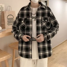 批发韩版格子外套秋冬季青少年潮牌<b class='q'>男装</b><b class='q'>夹克</b>2025新款百搭时尚宽松上衣