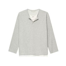 批发<b class='q'>新款</b>假两件长袖t恤男女装秋季oversize宽松休闲打底衫上衣