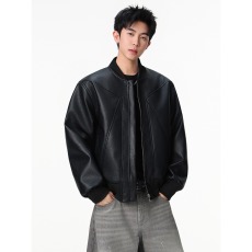 批发黑色美式解构pu<b class='q'>皮衣</b>外套<b class='q'>男</b>款春秋季cleanfit廓形硬汉风机车服夹克