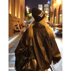 批发美式春季新款美拉德复古做旧工艺<b class='q'>皮衣</b>街头腔调高级感<b class='q'>皮衣</b>外套<b class='q'>男</b>女