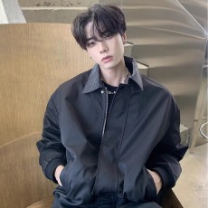 批发老钱风千鸟格拼接男女春秋季2026新款复古翻领工装上衣外套夹克