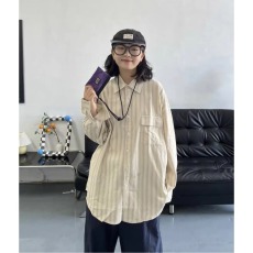 批发美式复古条纹长袖<b class='q'>衬衫</b><b class='q'>男</b>女2026春秋新款宽松学院风灯芯绒<b class='q'>衬衣</b>外套