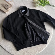 批发老钱风千鸟格拼接男女春秋季2026新款复古翻领工装上衣外套夹克