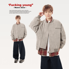 批发美式复古<b class='q'>皮衣</b>外套<b class='q'>男</b>款春秋高级感夹克棒球服上衣潮牌开衫<b class='q'>男</b>