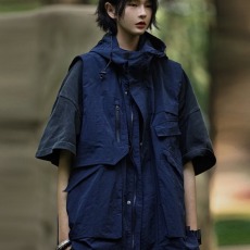 批发<b class='q'>马甲</b><b class='q'>男</b>女夏季美式潮牌户外机能多口袋潮流百搭外穿休闲连帽外套