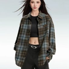 批发气质磨毛格子<b class='q'>衬衫</b><b class='q'>男</b>女款春秋季上衣复古宽松格纹<b class='q'>长袖</b><b class='q'>衬衣</b>情侣外套