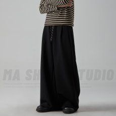 批发高级感设计抽绳运动裤<b class='q'>男</b>女秋季松紧腰垂感宽松休闲直筒阔腿卫裤