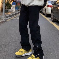 批发设计款脚口拉链黑色<b class='q'>牛仔裤</b>男<b class='q'>修身</b>春季新款潮流简约高弹力休闲裤