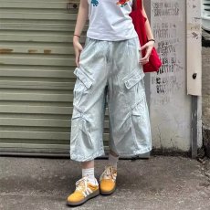 批发<b class='q'>牛仔</b><b class='q'>短裤</b><b class='q'>男</b>女2026夏季新款美式多口袋裤子宽松水洗阔腿七分裤简约