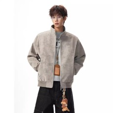 批发2026春季美式扎染立领正肩PU皮宽松机车<b class='q'>皮衣</b>春秋款棒球服夹克外套