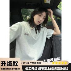 批发夏季美式休闲POLO衫短袖<b class='q'>男生</b>潮牌后背字母印花宽松翻领T恤