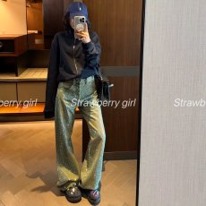 批发满天星烫钻做旧牛仔裤女2026<b class='q'>夏</b>季新款高腰宽松显瘦百搭直筒阔腿裤