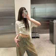 批发满天星烫钻做旧牛仔裤女2026<b class='q'>夏</b>季新款高腰宽松显瘦百搭直筒阔腿裤