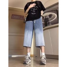 批发夏季美式休闲痞帅水洗复古<b class='q'>牛仔</b><b class='q'>短裤</b><b class='q'>男</b>直筒宽松高街百搭七分裤子