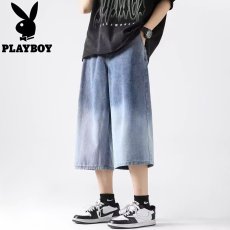 批发夏季美式休闲痞帅水洗复古<b class='q'>牛仔</b><b class='q'>短裤</b><b class='q'>男</b>直筒宽松高街百搭七分裤子